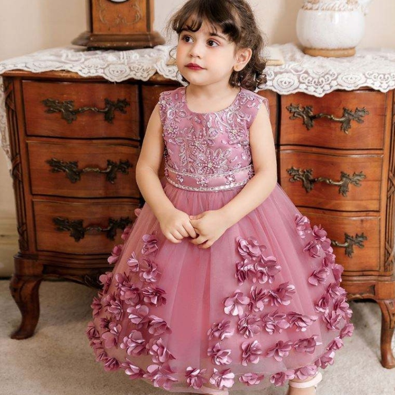 Vestido deniña de losniños al estilo Baige Turquía Baige Vestido de fiesta de cumpleaños paraniños 2 años N2103