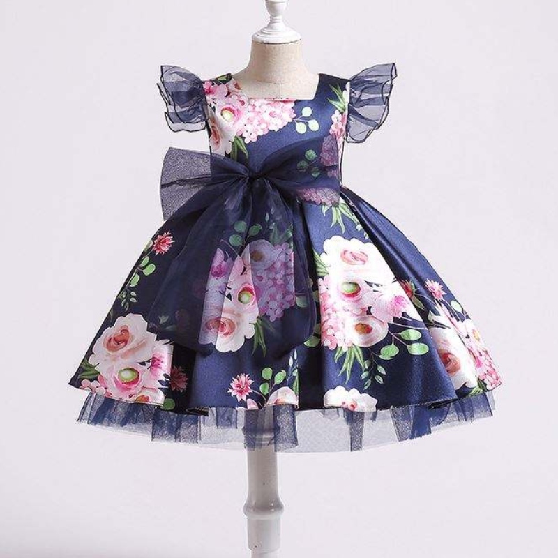 Baige Children Party Kids Dresses Baby Girl Printing Wedding Frock Hostess Princess Vestido XH82028