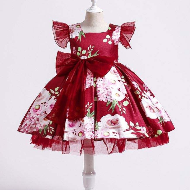 Baige Children Party Kids Dresses Baby Girl Printing Wedding Frock Hostess Princess Vestido XH82028