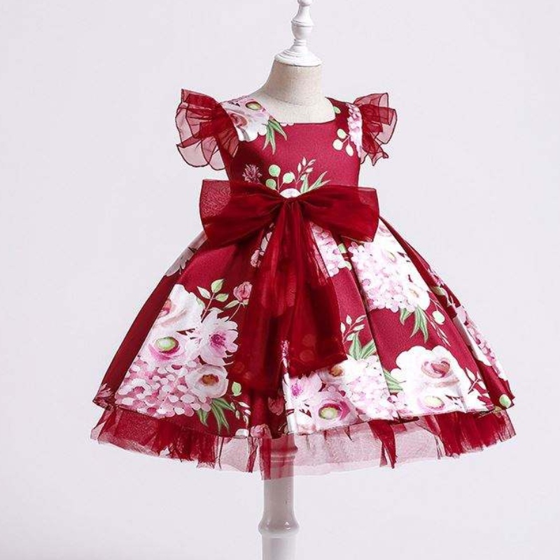 Baige Children Party Kids Dresses Baby Girl Printing Wedding Frock Hostess Princess Vestido XH82028