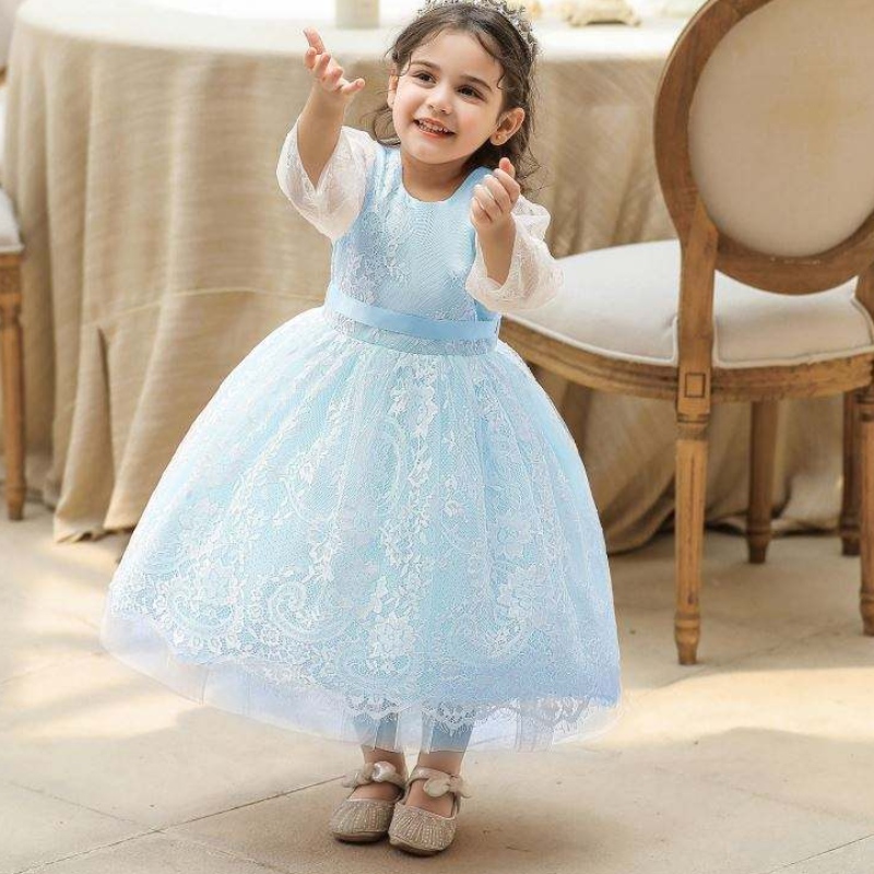 Baige Flower Kids Baby Cake Dress Children Diseño de vestido de vestir