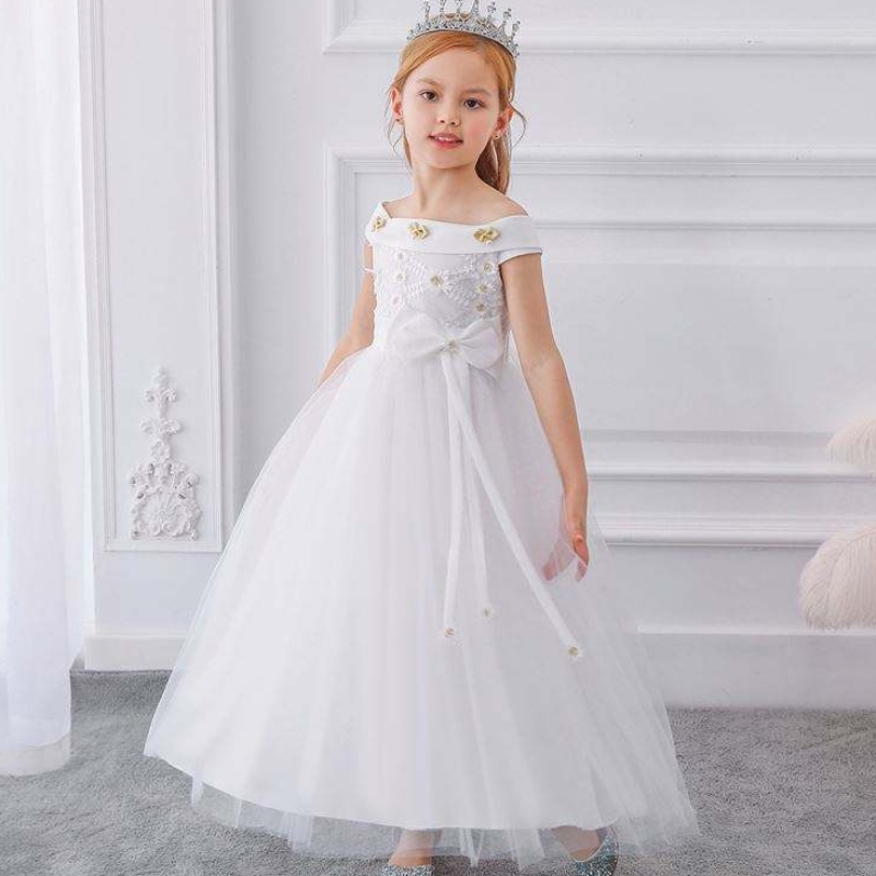 Niños Flores Fiesta de fiesta Vestido de cumpleaños Vestido de cumpleaños paraniña Baby Maxi Vestidos de pelota Niños Bow sin mangas LIP-232