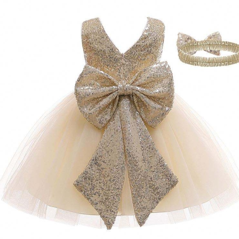 Baby Frock Sequine Bow Design Girl Fashion Fashion Fiest Fiesta de cumpleaños paraniños Vestidos paraniños