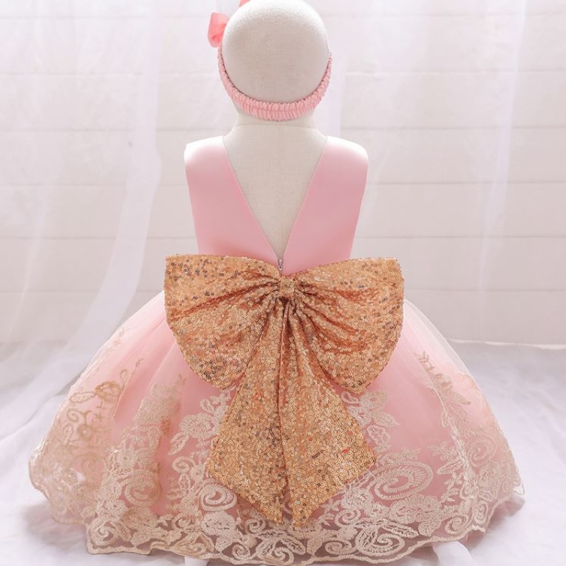 Nuevo verano paraniños Frock princesa princesa paraniños vestidos bebés de primer cumpleaños con diadema gratis