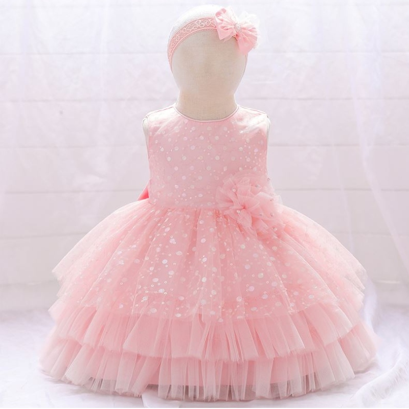 Baige Amazon Venta caliente Vestido de fiesta Flor Fiesta Infantil paraniños Cumpleaños Mes completo Vestido de hadas con banda para la cabeza