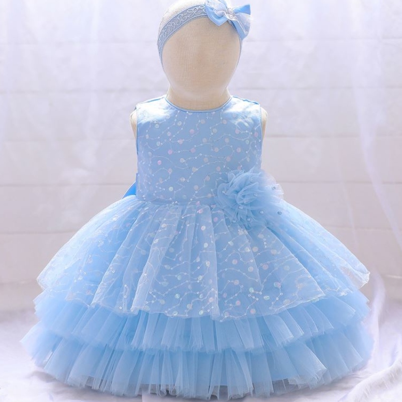 Baige Amazon Venta caliente Vestido de fiesta Flor Fiesta Infantil paraniños Cumpleaños Mes completo Vestido de hadas con banda para la cabeza