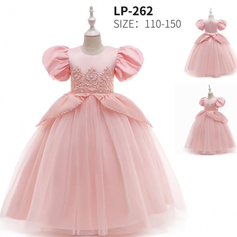 Baige Nuevo estilo Pink Dresses paraniños Vestido princesa de boda princesa Cute Cumpleaños de la flor de vestir paraniñas LP-262