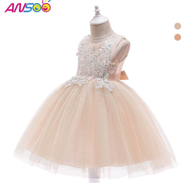 Ansoo New Fashion Wedding Party Princess Piedller Baby Girl Clothing Kids Baby Girl Vestidos