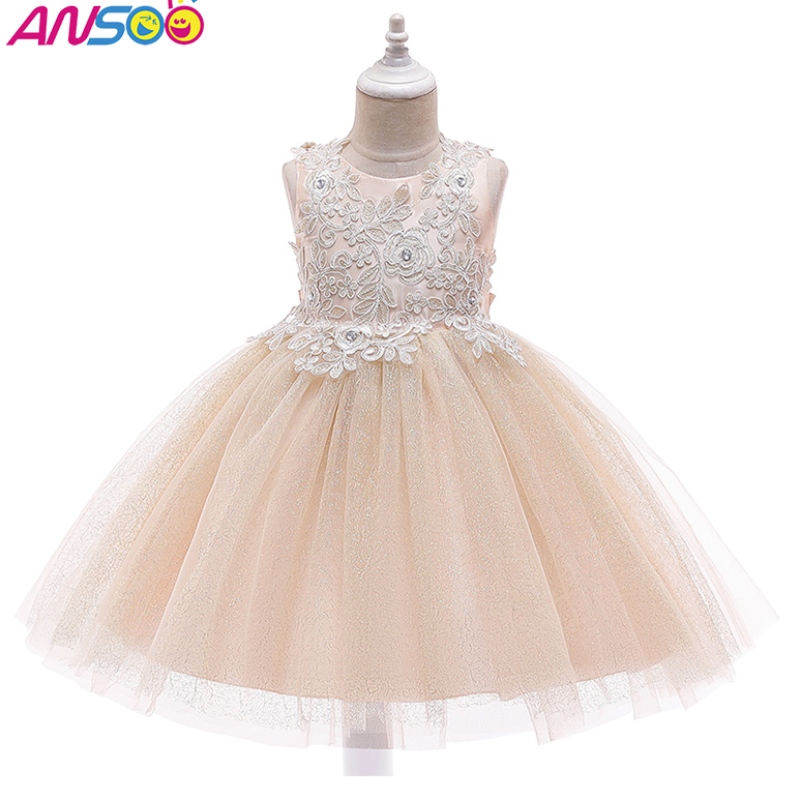 Ansoo New Fashion Wedding Party Princess Piedller Baby Girl Clothing Kids Baby Girl Vestidos