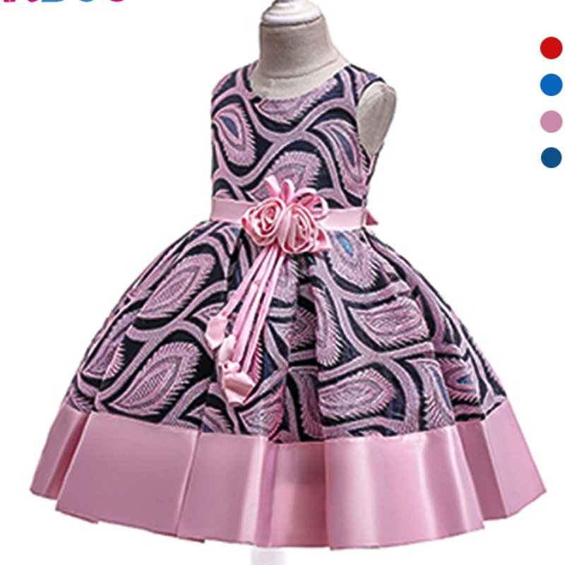 Ansoo Summer Flower Kids Vestido de encaje de cuatro colores Fiesta deniña Tutu Vestido de boda Princesa Vestido