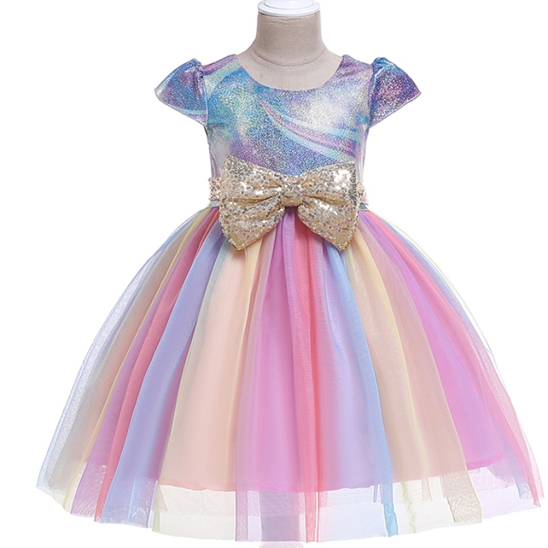 Ansoo oa oem odm vendiendo unicornio arcoiris vestos de cumpleaños de baby baby girl girl princess vestidos de fiesta para 1-6 yniñas tutu