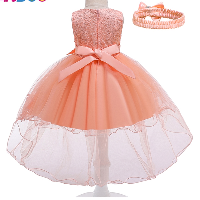 Vestido de bebé europeo y americano de Ansoo princesa rosa vestido de arrastre durante 100 días de fiesta