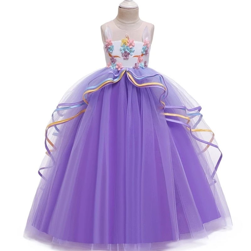 Girl Fantasy Halloween Fiesta de unicornio Long Dress Princess Girls For Kids Ropa paraniños Baby Girl Frocks Clothing
