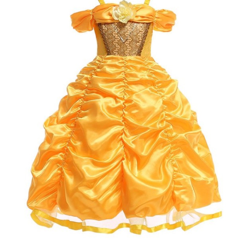 Belle Costume Girls Beauty and the Beast Princess Vestir a losniños Vestidos de pelota en capas sin hombro para Halloween