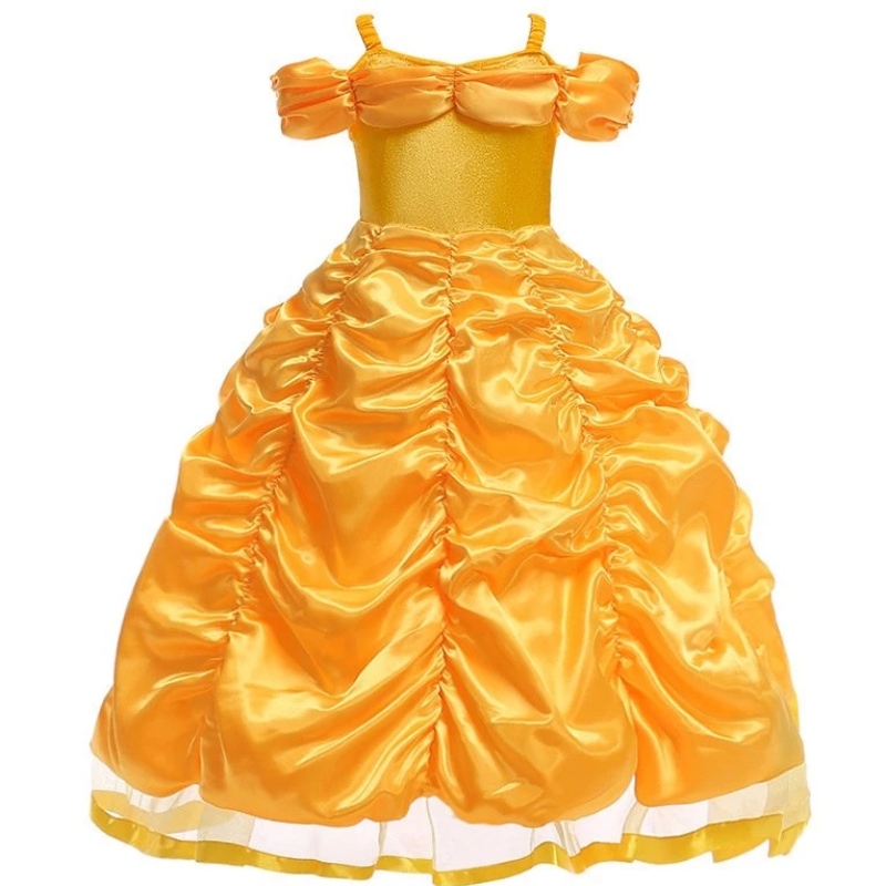 Belle Costume Girls Beauty and the Beast Princess Vestir a losniños Vestidos de pelota en capas sin hombro para Halloween