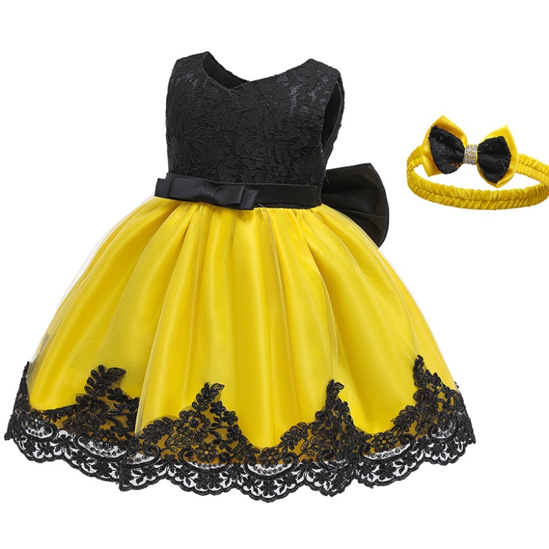 Vestido deniña de floresniños vestidos denovia bowknot chicas princesa de verano con banda para la cabeza