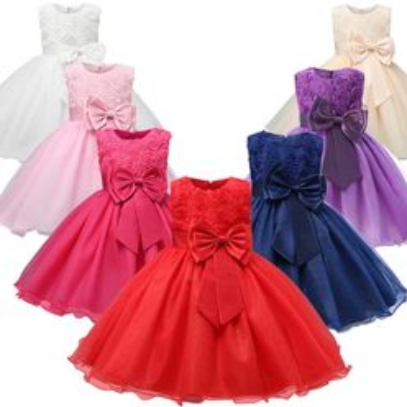 Vestido de Navidad paraniñas paraniños Lace Flower Princess Dress Children Big Bow Bode Bedding Fiesta Vestidos Vestidos Año Nuevo