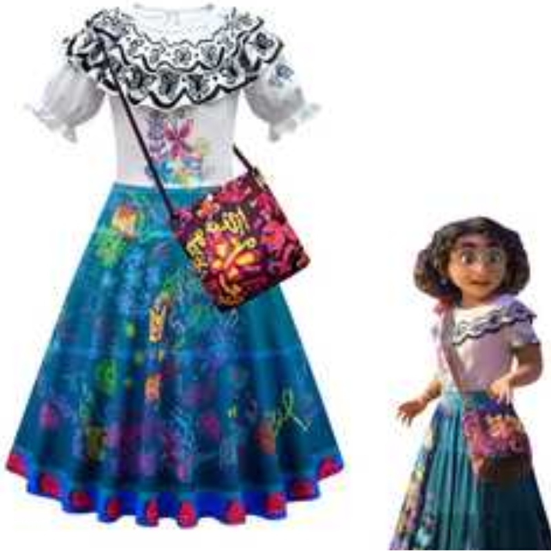 Nuevo dibujos animados estampados paraniños pequeños ropa paraniños princesa vestido encanto disfraz mirabell cos vestido chicas de pascua