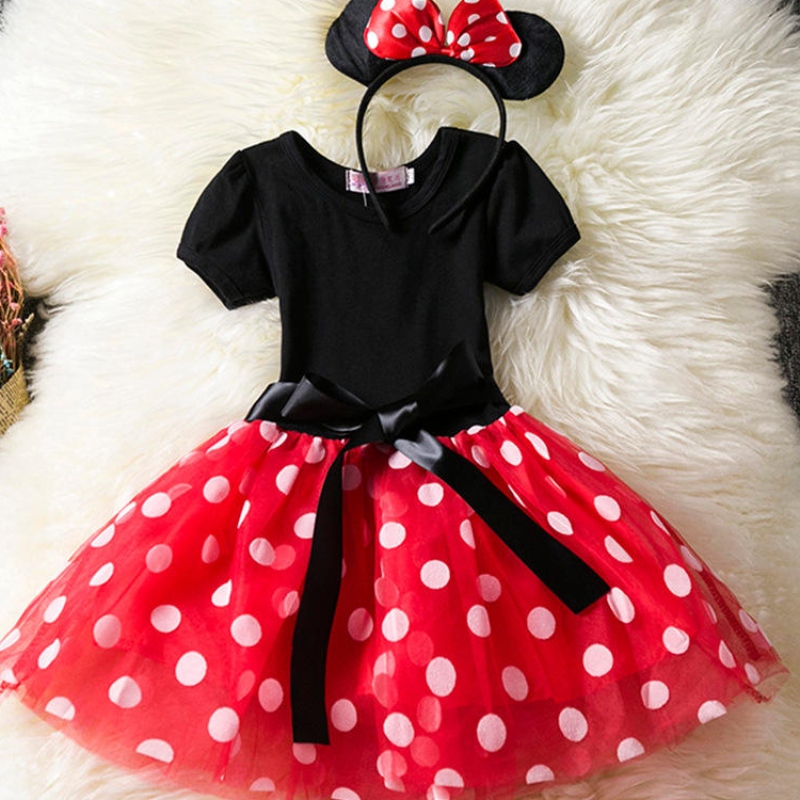 Girls Cosplay Cartoon Disfraz paraniños Summer de manga corta Polka Polka Polka Princess Vestida paraniños Ropa de fiesta de cumpleaños