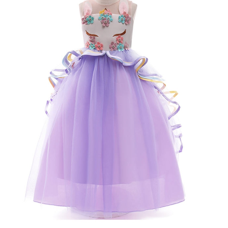 Vestido de unicornio de Ansoo Girls Party Cosplay Summer Halloween Fancy Weeding Pink Unicorn Vestido para 2-13y Girls