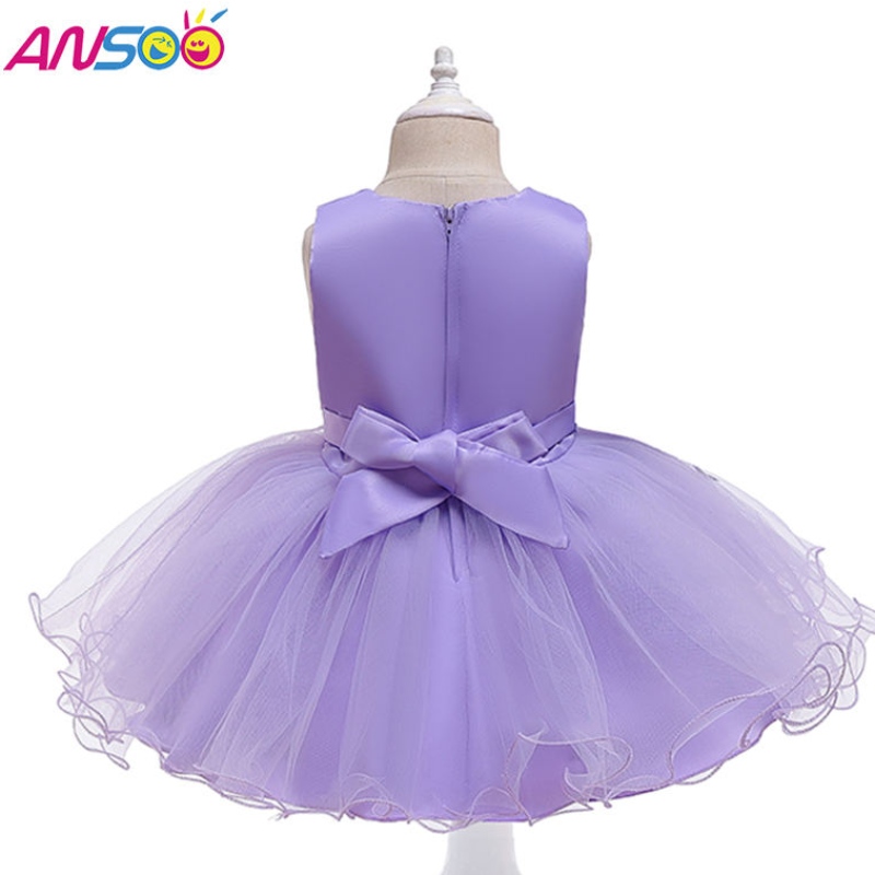 Ansoo Nuevas chicas diseñadas elegantes vestidos de princesa formal paraniños vestidos de vestuario de verano vestidos de color púrpura