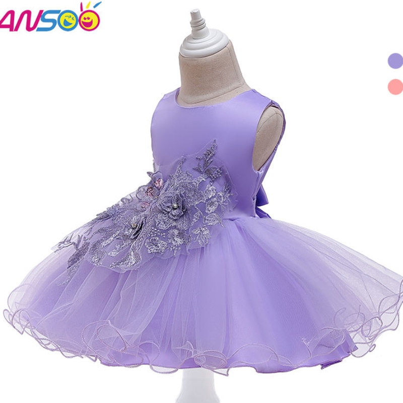 Ansoo Nuevas chicas diseñadas elegantes vestidos de princesa formal paraniños vestidos de vestuario de verano vestidos de color púrpura