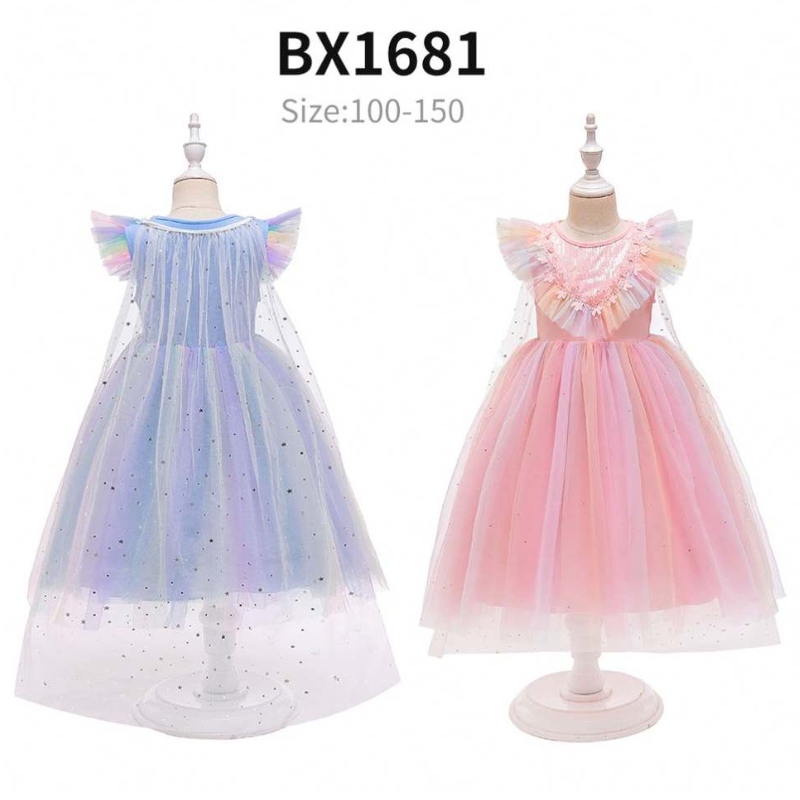 Precio barato Princesa Anna Princesa Elsa Snow Queen Girl Party Dress Kids Halloween Cosplay Disfraz BX1693/BX1697