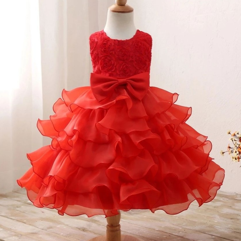 Girls First Feliz Navidad Vestido Princesa de princesa Rojo Disfraz de fiesta de añonuevo paraniños Bodas de flores y copa de cumpleaños