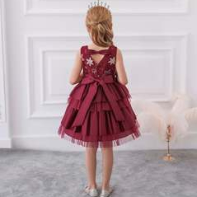 Baige Luxury Princess Dress Mleeveless Kids Vided Ball Vestido Fancy Birthday Prom