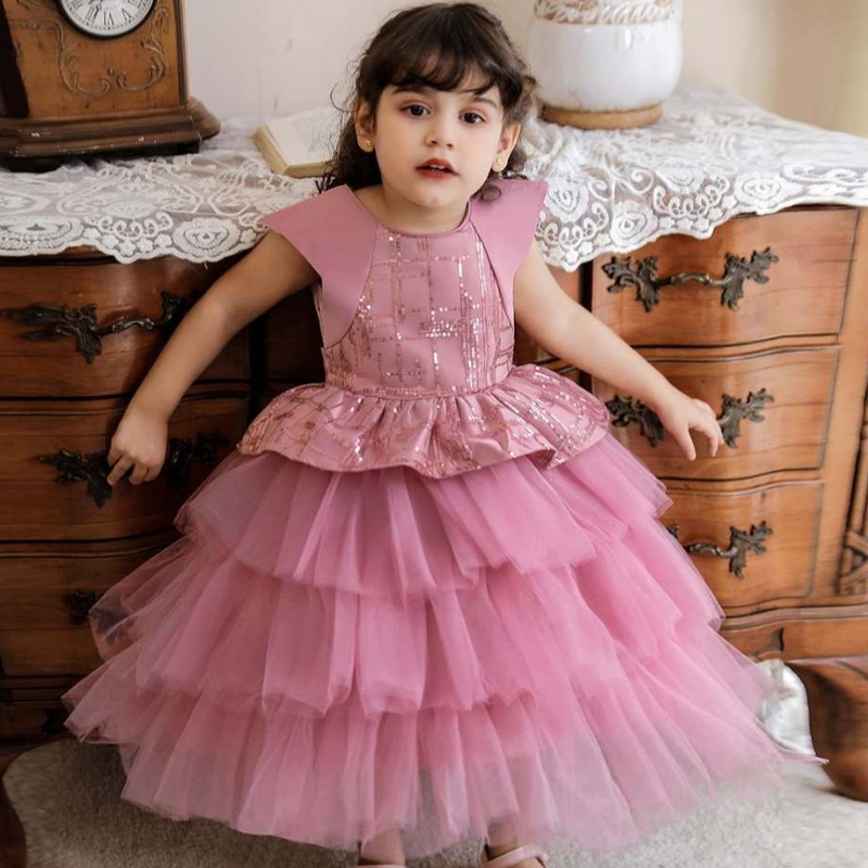 Baige Nuevo diseño paraniños pequeños infantiles princesa tul tulle tutu vestidos de fiesta de bodas paraniños