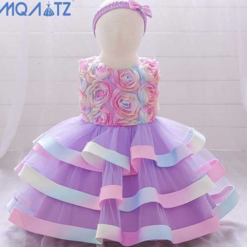 Baige Hot Sale Infant Kids Clothing for Baby Girl Plain Boutique Tutu Tutu Dress Girls Vestido de fiesta con volantes