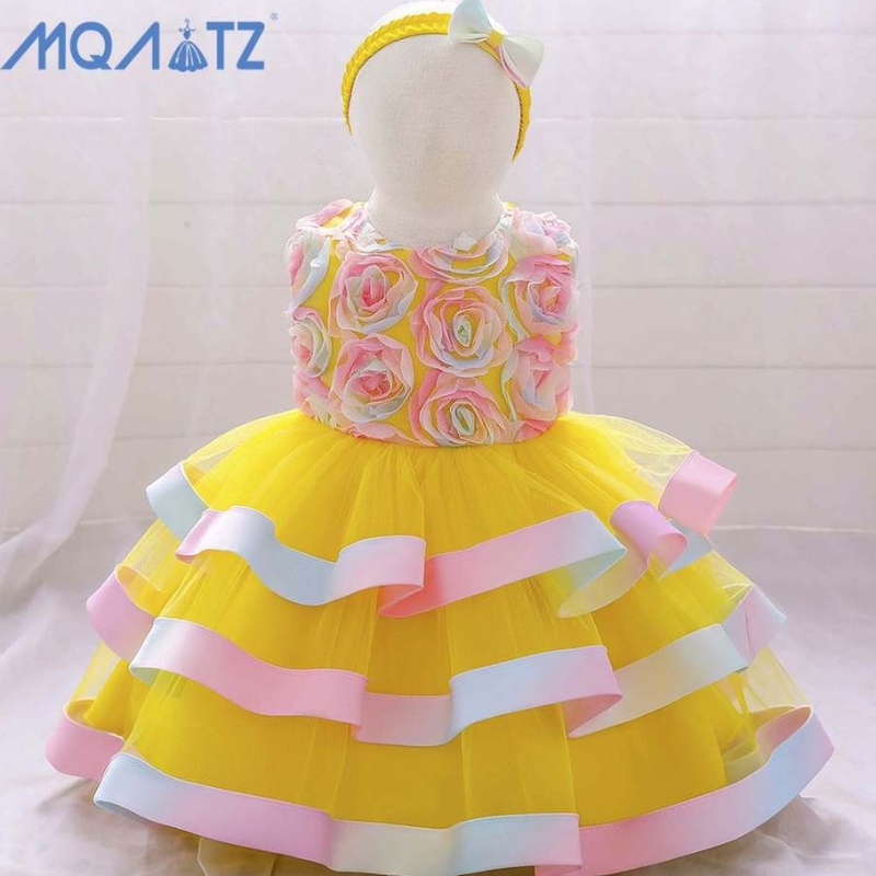 Baige Hot Sale Infant Kids Clothing for Baby Girl Plain Boutique Tutu Tutu Dress Girls Vestido de fiesta con volantes