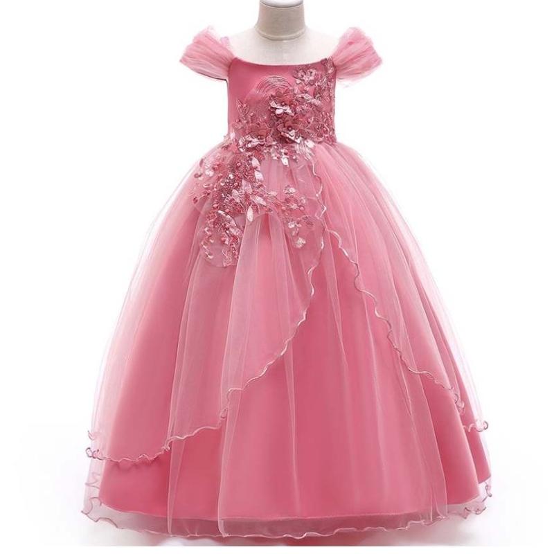 Baige paraniños al por mayor Boda de la boda Vestido de pelota Fancy Princess Frock Beautiful Girl Party Vestido