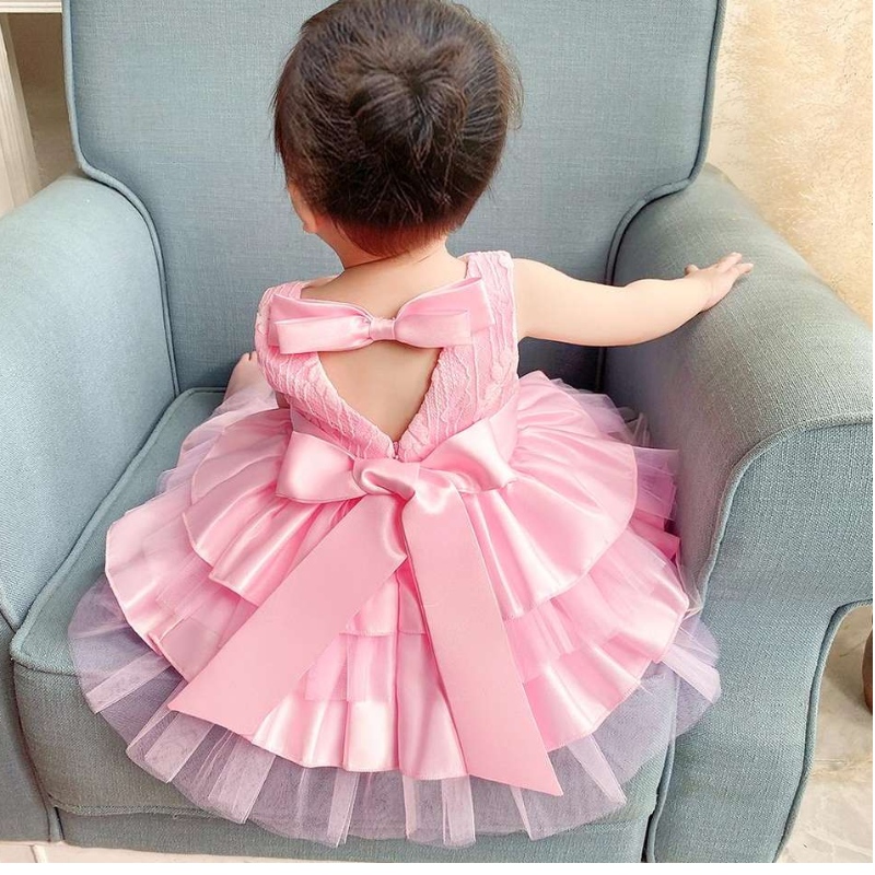 Vestidos deniños Baige Diseño de vestido de pastel para vestidos de fiesta de cumpleaños de 0-2y