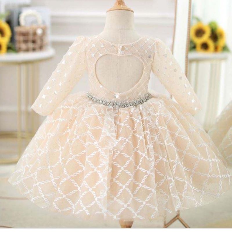 Baige OEM Children \\ Destino de lanoche Princess Girl Fluffy Flower Flower Disfraz Anfitrión de anfitrión Frock Frock