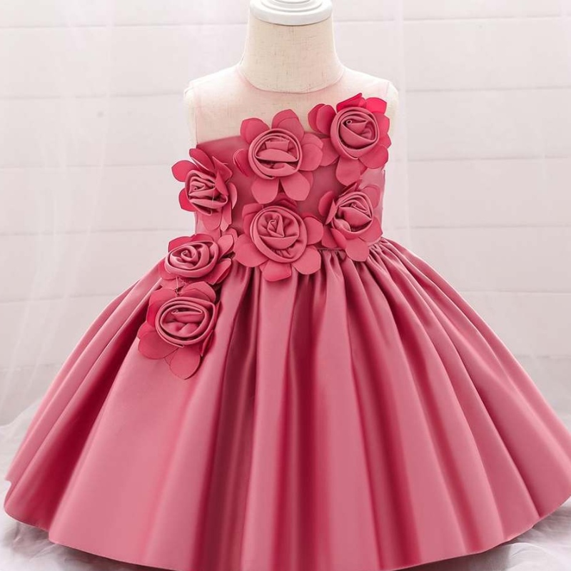 Baige Venta caliente Hot mangas O-Neck 0-12y Niños ropa Flower Girl Vestido