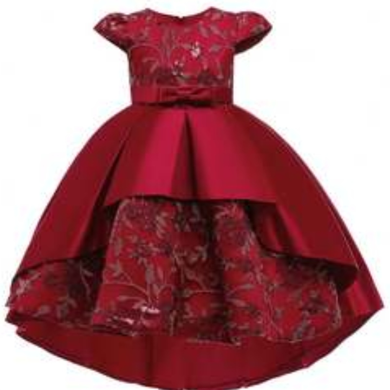 Baige de alta calidad Summer Frock Kids Wear Girl Flower Fiesta Western Formal Trailing Birthday Vestido T5170