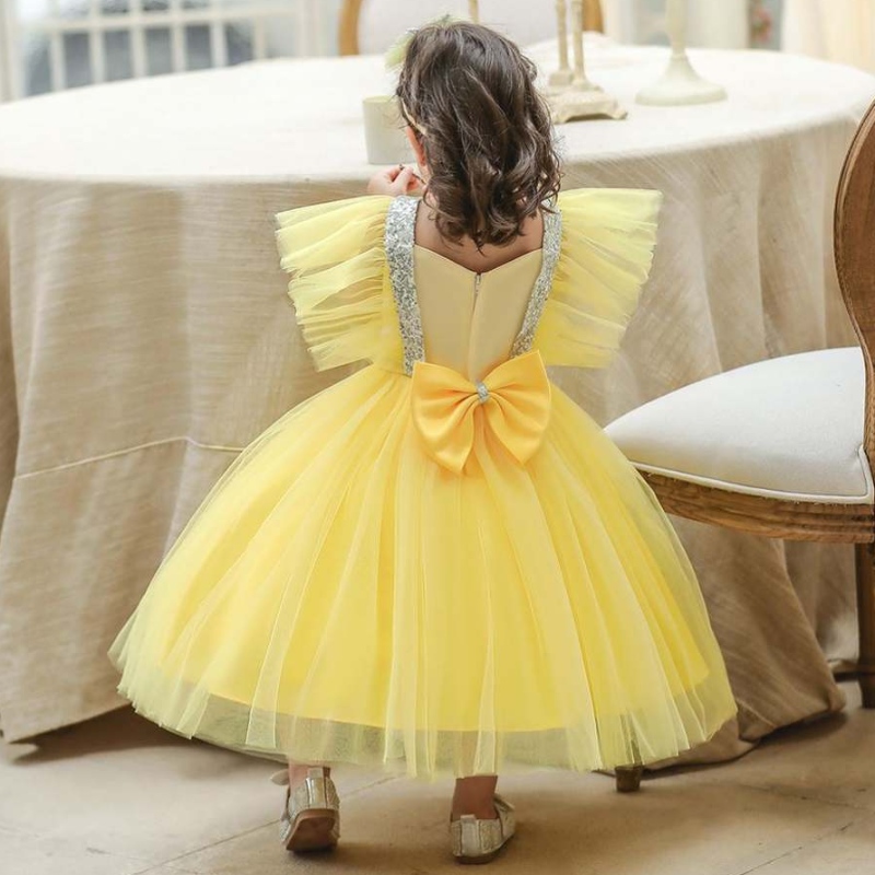Baige Summer Children Clothing Sequin Baby Baby Baby Bown Cumpleaños Fiesta de boda Flower Girls Princess Vestidos