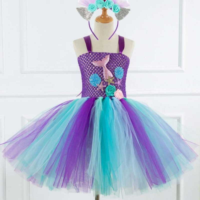 NUEVA Mermaid Style Girl Collection Cosplay Cosplay Flower Girl Tutu Vestido con diadema gratis 93430