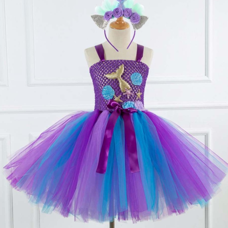 NUEVA Mermaid Style Girl Collection Cosplay Cosplay Flower Girl Tutu Vestido con diadema gratis 93430