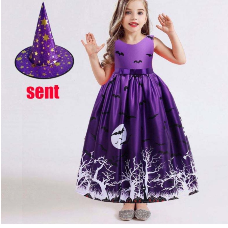 Venta caliente Halloween Disfraces deniños Vestidos cortos deniña 3-10 años Ropa paraniños