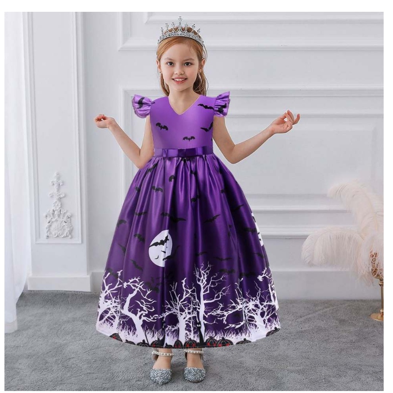 Venta caliente Halloween Disfraces deniños Vestidos cortos deniña 3-10 años Ropa paraniños