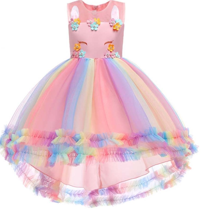 Vestido deniña de flores 2021 Vestido de unicornio Princesa Vestido de unicornio para 3-12 años de cumpleaños