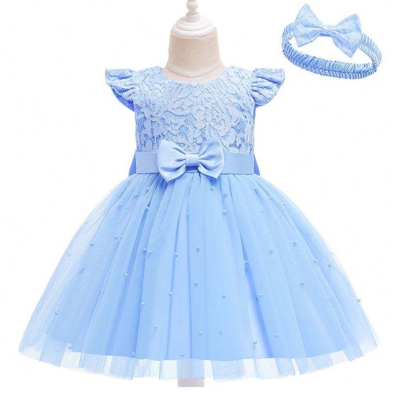 Baige Hot Sale Red Kids Clothing Vestidos de fiesta de fiesta de fiesta de fiesta con la diadema D0761