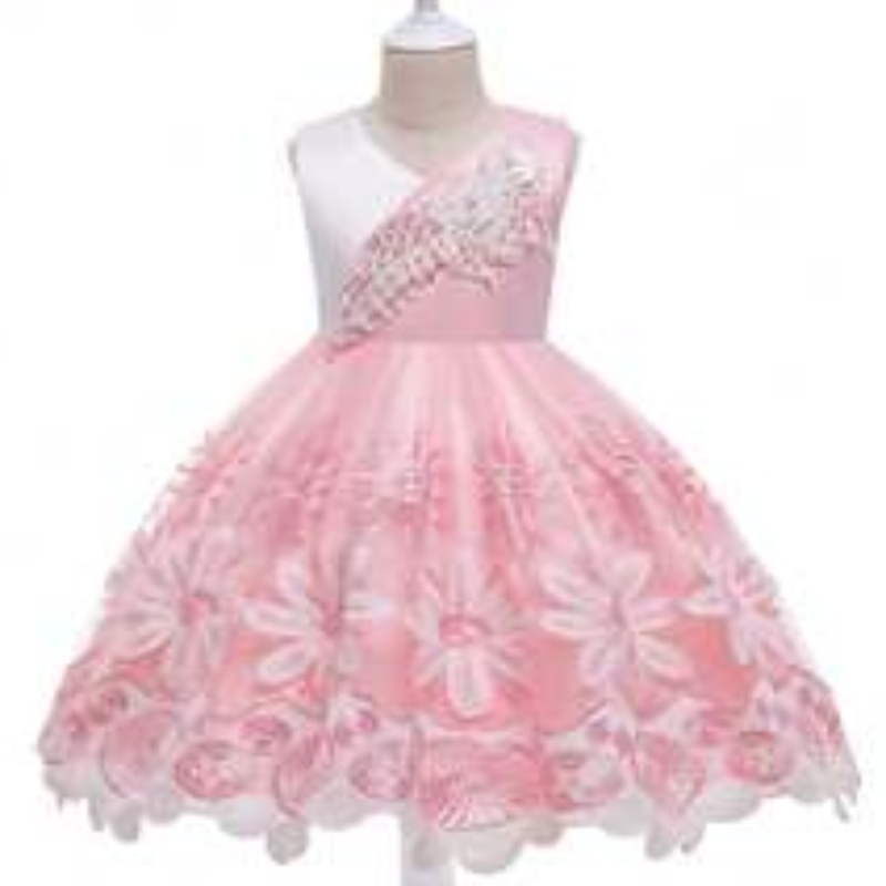 Baige Lovely Bowknot Sequined Baby Girl Vestido para cumpleaños Vestido de fiesta Fluffy Girl para bebé