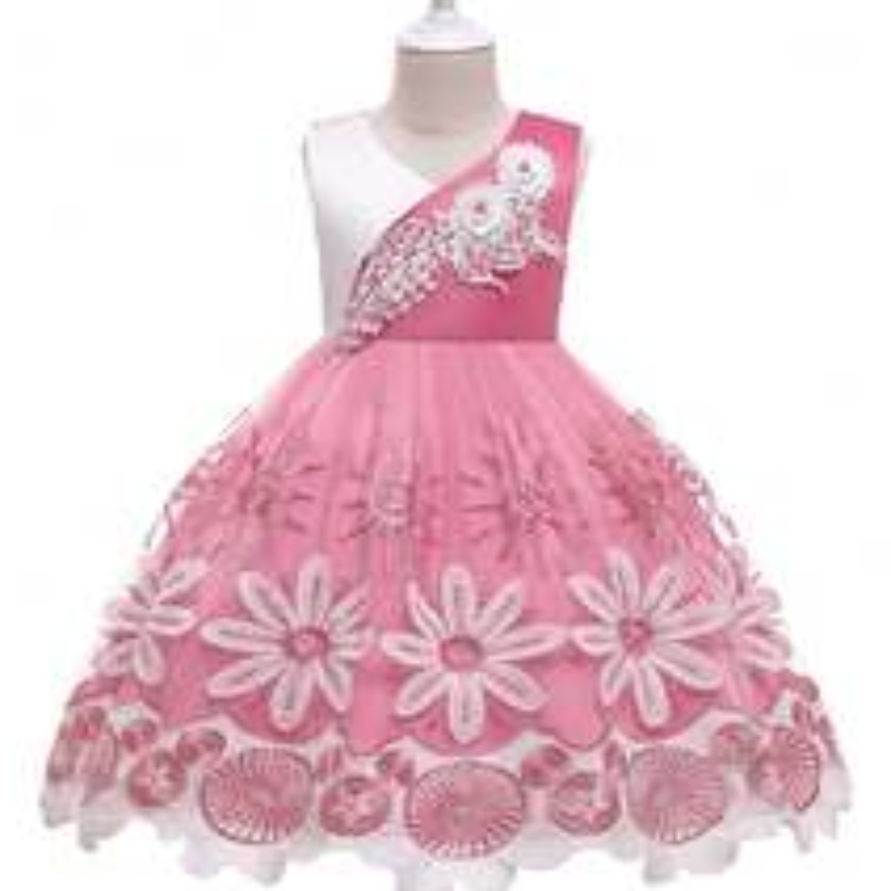 Baige Lovely Bowknot Sequined Baby Girl Vestido para cumpleaños Vestido de fiesta Fluffy Girl para bebé