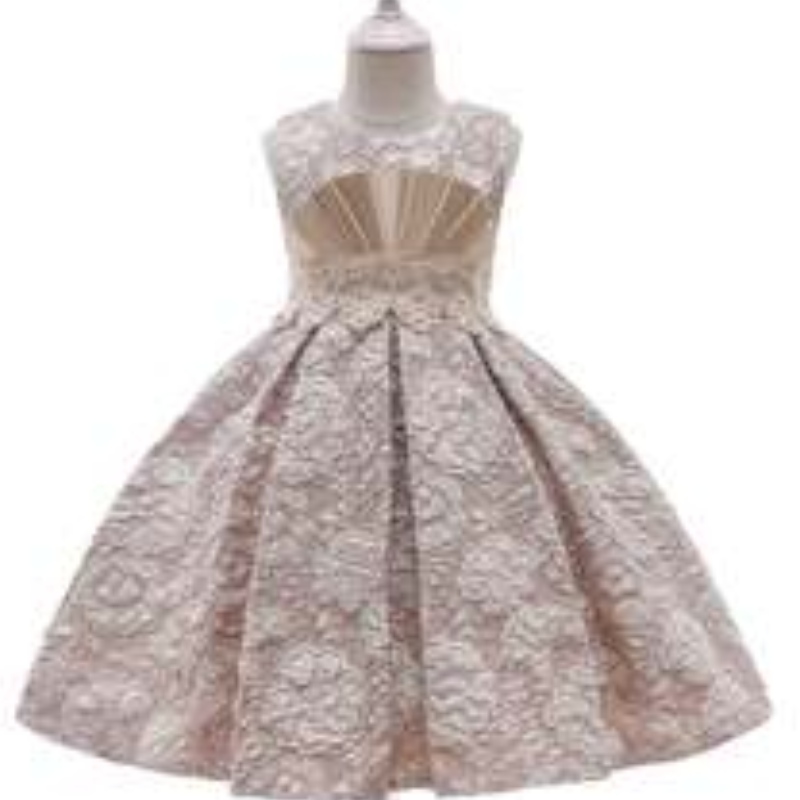 Aige New Fashion Stylejacquard Frocks Children Flower Girl de 3-12 años Vestidos deniña L5253