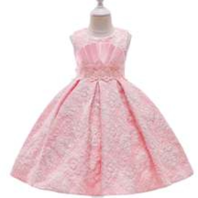 Aige New Fashion Stylejacquard Frocks Children Flower Girl de 3-12 años Vestidos deniña L5253