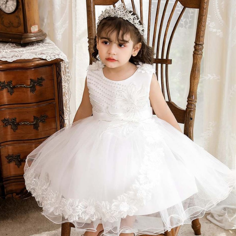 Baige Amazon Hot Sale Baby Baby Girl Dress Pink Flower Girls Fiest Fiest Vestido N2111