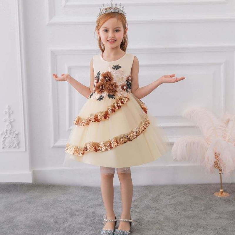 Baige Children Dress Fancy Girls Party Dresses India&Pakistan Clothing Girls \\ 'Sequins Faldas de flores L5148